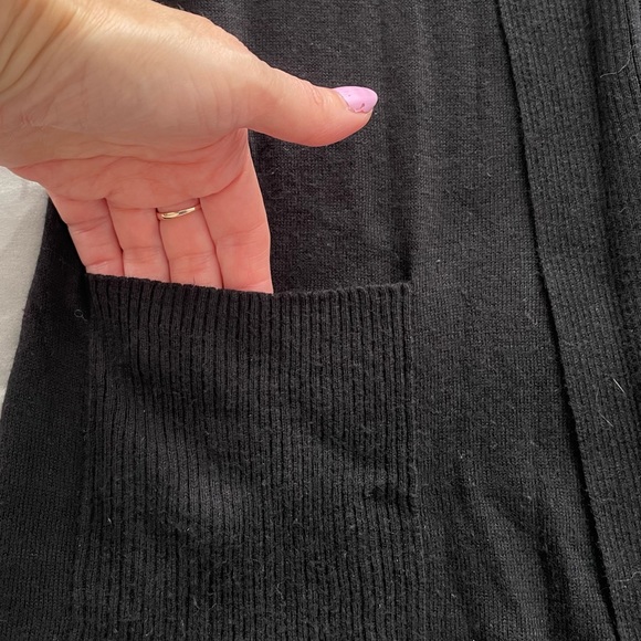 Chico’s black bamboo rayon open front cardigan with pockets, size 1 or M preppy - Picture 4 of 14